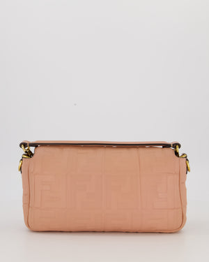 Fendi Blush Pink Baguette Bag in Embossed Nappa Leather with Gold Hardware