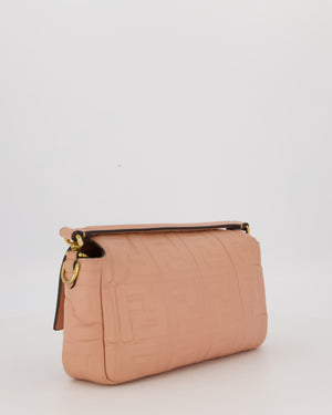 Fendi Blush Pink Baguette Bag in Embossed Nappa Leather with Gold Hardware