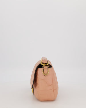 Fendi Blush Pink Baguette Bag in Embossed Nappa Leather with Gold Hardware