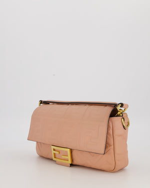 Fendi Blush Pink Baguette Bag in Embossed Nappa Leather with Gold Hardware