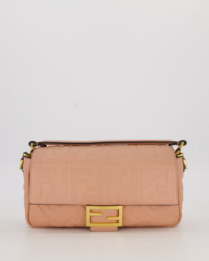 Fendi Blush Pink Baguette Bag in Embossed Nappa Leather with Gold Hardware
