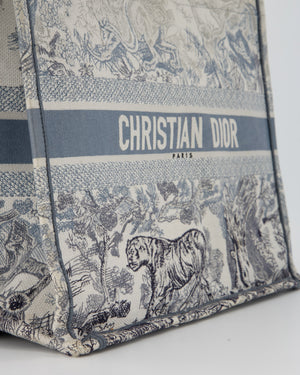 Christian Dior Blue and Grey Toile de Jouy Animals Large Book Tote with Animal Embroideries and Logo