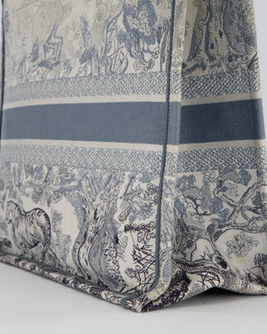 Christian Dior Blue and Grey Toile de Jouy Animals Large Book Tote with Animal Embroideries and Logo