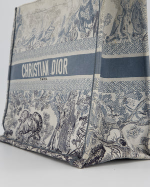 Christian Dior Blue and Grey Toile de Jouy Animals Large Book Tote with Animal Embroideries and Logo
