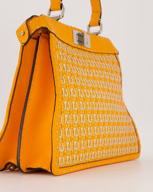 Fendi Peekaboo ISeeU Medium Bag in Orange and White Woven Calfskin Leather in Silver Hardware