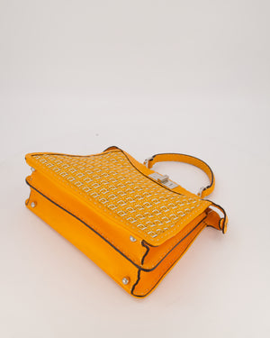 Fendi Peekaboo ISeeU Medium Bag in Orange and White Woven Calfskin Leather in Silver Hardware