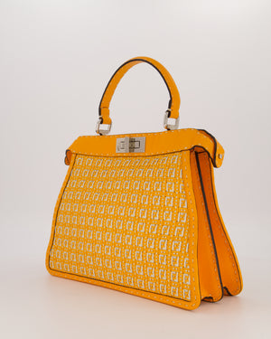 Fendi Peekaboo ISeeU Medium Bag in Orange and White Woven Calfskin Leather in Silver Hardware