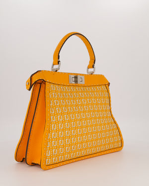 Fendi Peekaboo ISeeU Medium Bag in Orange and White Woven Calfskin Leather in Silver Hardware
