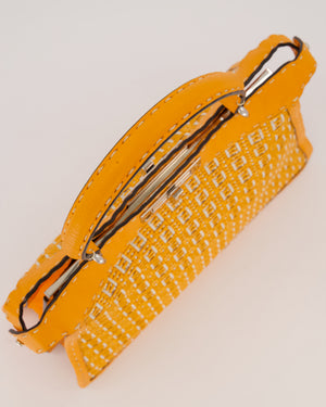Fendi Peekaboo ISeeU Medium Bag in Orange and White Woven Calfskin Leather in Silver Hardware