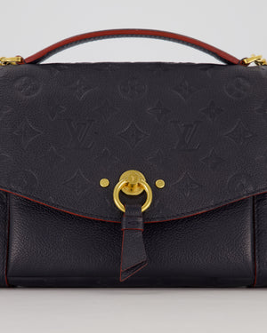 Louis Vuitton Monogram Crossbody Bag in Navy Blue Grained Leather with Gold Hardware