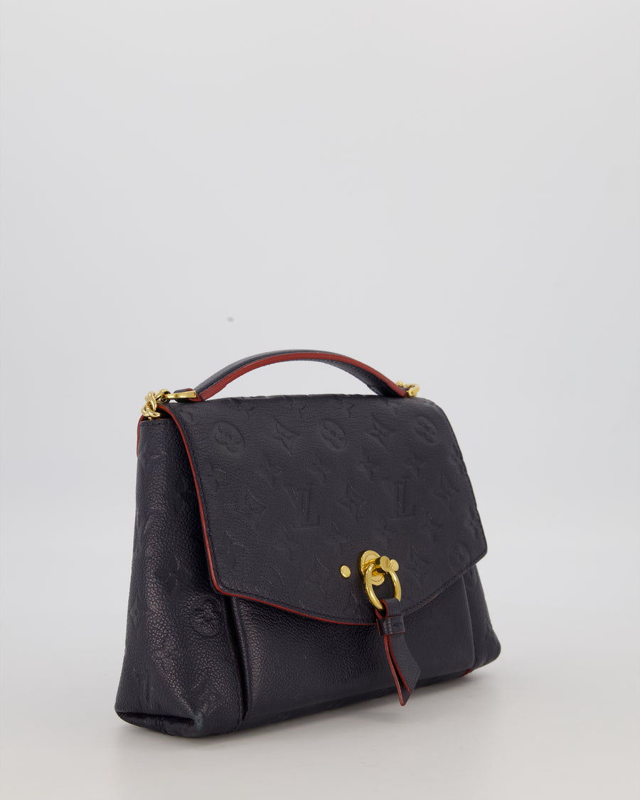 Louis Vuitton Monogram Crossbody Bag in Navy Blue Grained Leather with Gold Hardware