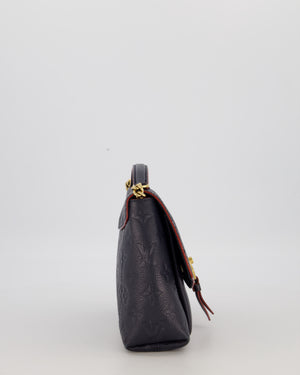 Louis Vuitton Monogram Crossbody Bag in Navy Blue Grained Leather with Gold Hardware