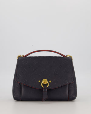 Louis Vuitton Monogram Crossbody Bag in Navy Blue Grained Leather with Gold Hardware