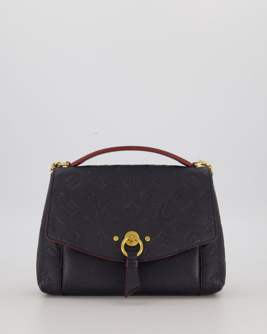 Louis Vuitton Monogram Crossbody Bag in Navy Blue Grained Leather with Gold Hardware