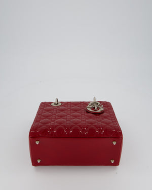 Christian Dior Burgundy Medium Lady Dior Bag in Patent Leather with Silver Hardware