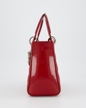 Christian Dior Burgundy Medium Lady Dior Bag in Patent Leather with Silver Hardware