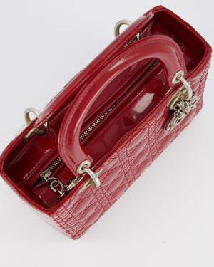 Christian Dior Burgundy Medium Lady Dior Bag in Patent Leather with Silver Hardware