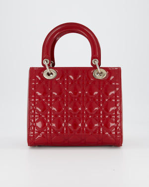 Christian Dior Burgundy Medium Lady Dior Bag in Patent Leather with Silver Hardware