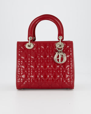 Christian Dior Burgundy Medium Lady Dior Bag in Patent Leather with Silver Hardware