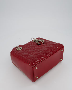 Christian Dior Burgundy Medium Lady Dior Bag in Patent Leather with Silver Hardware