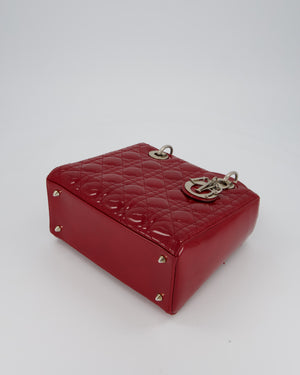 Christian Dior Burgundy Medium Lady Dior Bag in Patent Leather with Silver Hardware