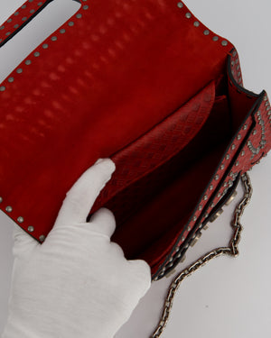 Christian Dior J'adior Red Studded Flap Bag in Calfskin Leather With Silver Hardware
