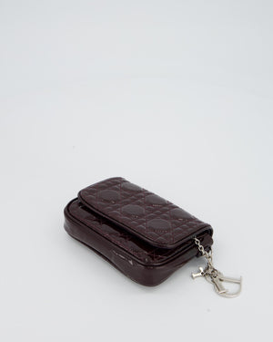 Christian Dior Dark Purple Lady Dior Wallet On Chain Bag in Patent Leather With Silver Hardware