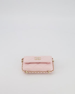 Chanel Pastel Pink Quilted Lambskin Micro Flap Bag with Gold Hardware
