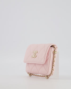 Chanel Pastel Pink Quilted Lambskin Micro Flap Bag with Gold Hardware