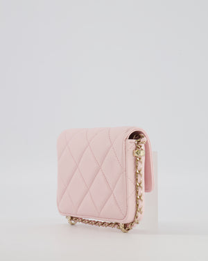 Chanel Pastel Pink Quilted Lambskin Micro Flap Bag with Gold Hardware