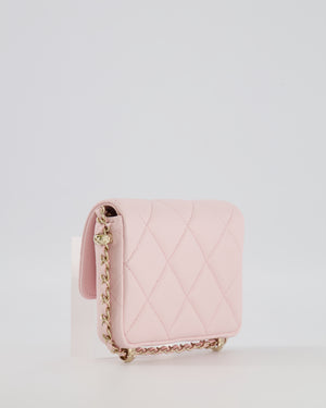Chanel Pastel Pink Quilted Lambskin Micro Flap Bag with Gold Hardware