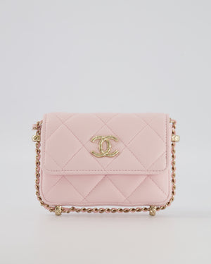 Chanel Pastel Pink Quilted Lambskin Micro Flap Bag with Gold Hardware