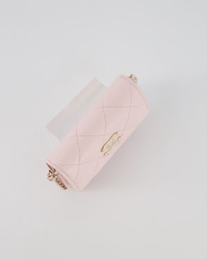 Chanel Pastel Pink Quilted Lambskin Micro Flap Bag with Gold Hardware