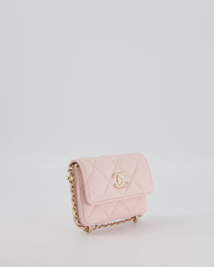 Chanel Pastel Pink Quilted Lambskin Micro Flap Bag with Gold Hardware