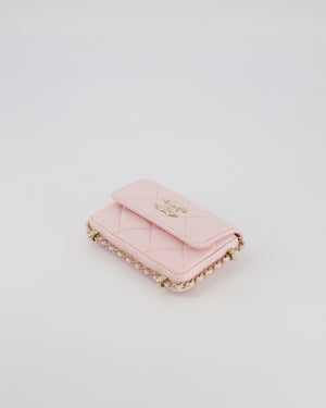 Chanel Pastel Pink Quilted Lambskin Micro Flap Bag with Gold Hardware