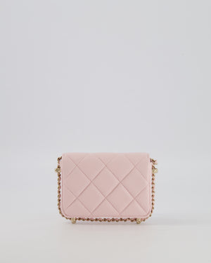Chanel Pastel Pink Quilted Lambskin Micro Flap Bag with Gold Hardware