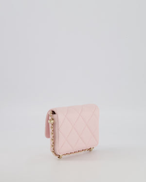 Chanel Pastel Pink Quilted Lambskin Micro Flap Bag with Gold Hardware