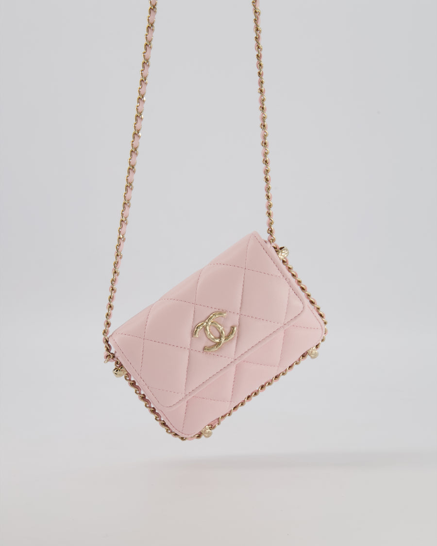 Chanel Pastel Pink Quilted Lambskin Micro Flap Bag with Gold Hardware