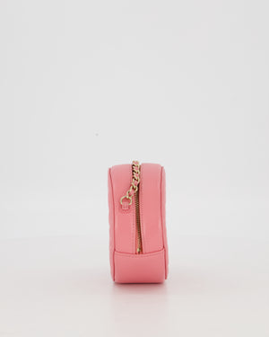 Chanel Pink Camellia Caviar Leather Round Bag with Chain With Gold Hardware