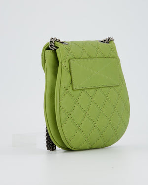 Chanel 12P Sage Green Paris-Edinburgh Coco Sporran Fringe Crossbody Bag in Calfskin Leather with Ruthenium Hardware