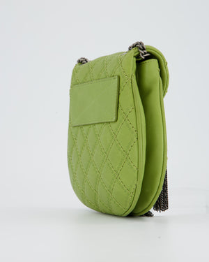 Chanel 12P Sage Green Paris-Edinburgh Coco Sporran Fringe Crossbody Bag in Calfskin Leather with Ruthenium Hardware
