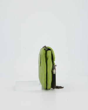 Chanel 12P Sage Green Paris-Edinburgh Coco Sporran Fringe Crossbody Bag in Calfskin Leather with Ruthenium Hardware