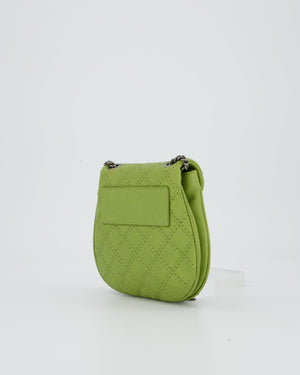 Chanel 12P Sage Green Paris-Edinburgh Coco Sporran Fringe Crossbody Bag in Calfskin Leather with Ruthenium Hardware