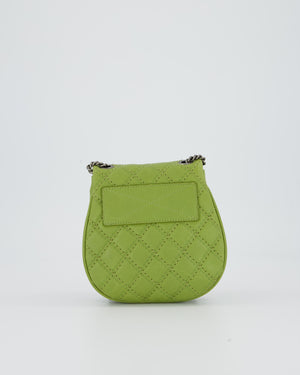 Chanel 12P Sage Green Paris-Edinburgh Coco Sporran Fringe Crossbody Bag in Calfskin Leather with Ruthenium Hardware