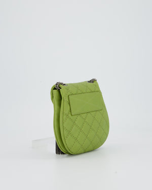 Chanel 12P Sage Green Paris-Edinburgh Coco Sporran Fringe Crossbody Bag in Calfskin Leather with Ruthenium Hardware