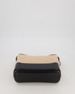 Chanel Large Gabrielle Bag in Beige and Black Crumpled Calfskin Leather with Mixed Hardware