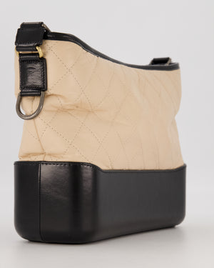 Chanel Large Gabrielle Bag in Beige and Black Crumpled Calfskin Leather with Mixed Hardware
