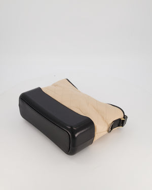 Chanel Large Gabrielle Bag in Beige and Black Crumpled Calfskin Leather with Mixed Hardware