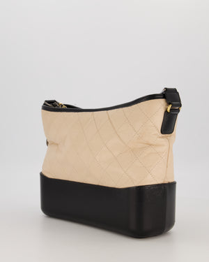 Chanel Large Gabrielle Bag in Beige and Black Crumpled Calfskin Leather with Mixed Hardware