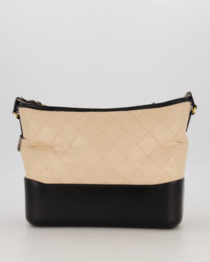 Chanel Large Gabrielle Bag in Beige and Black Crumpled Calfskin Leather with Mixed Hardware